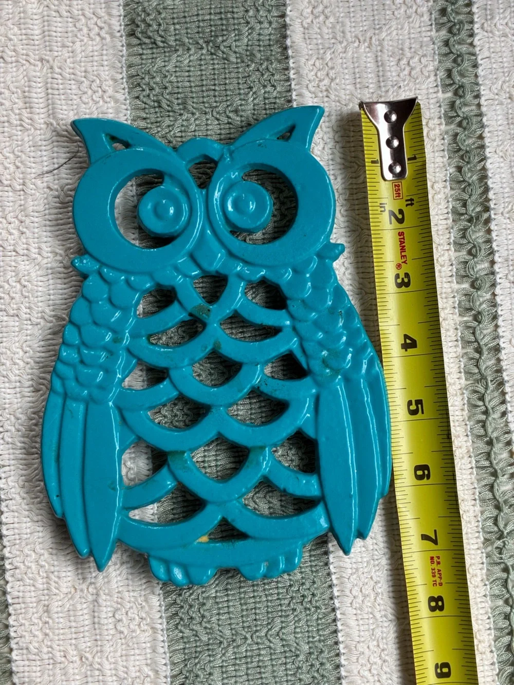 Turquoise Cast Iron Owl Trivet